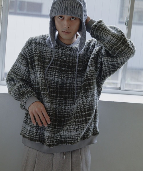 niko and...（ニコアンド）の「チェックボアヘンリープルオーバー（その他トップス・メンズ・グレー/グリーン・LARGE/MEDIUM）」の7枚目の写真