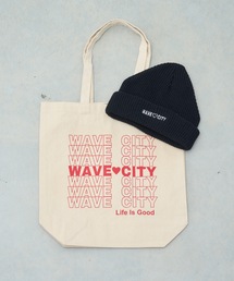 WAVE CITY（ウェイブシティ）の「【WAVECITY/ウェイブシティ】WAVE CITY OrganicCotton Tote BAG/オーガニックコットン素材ノートパソコン収納可能サイズブランドロゴトートパック（10L)（トートバッグ）」