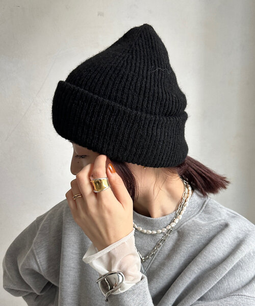 DouDou（ドゥドゥ）の「メランジリブニットワッチ（ハット・レディース・グレー/アイボリー/ブラック/カーキ・FREE）」の7枚目の写真