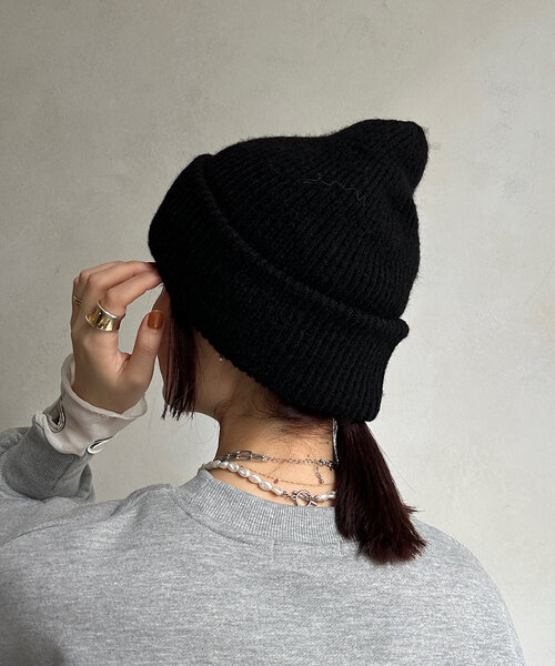DouDou（ドゥドゥ）の「メランジリブニットワッチ（ハット・レディース・グレー/アイボリー/ブラック/カーキ・FREE）」の8枚目の写真