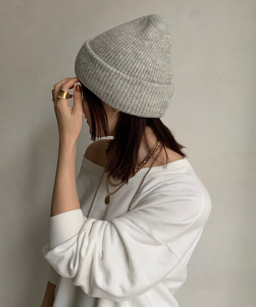 DouDou（ドゥドゥ）の「メランジリブニットワッチ（ハット・レディース・グレー/アイボリー/ブラック/カーキ・FREE）」の10枚目の写真