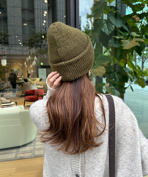 DouDou（ドゥドゥ）の「メランジリブニットワッチ（ハット・レディース・グレー/アイボリー/ブラック/カーキ・FREE）」の12枚目の写真