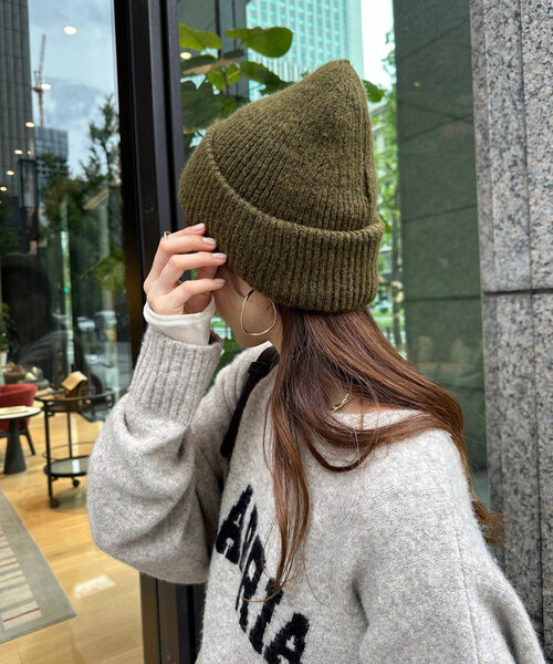 DouDou（ドゥドゥ）の「メランジリブニットワッチ（ハット・レディース・グレー/アイボリー/ブラック/カーキ・FREE）」の13枚目の写真