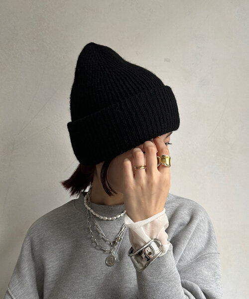 DouDou（ドゥドゥ）の「メランジリブニットワッチ（ハット・レディース・グレー/アイボリー/ブラック/カーキ・FREE）」の16枚目の写真