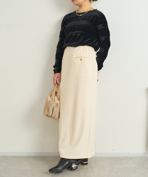 【セール】吸湿発熱ストレッチナロースカート（スカート）｜un dix cors（アンディコール）
