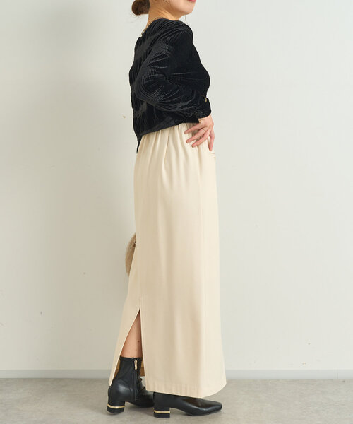 【セール】吸湿発熱ストレッチナロースカート（スカート）｜un dix cors（アンディコール）