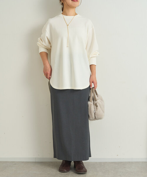 【セール】吸湿発熱ストレッチナロースカート（スカート）｜un dix cors（アンディコール）