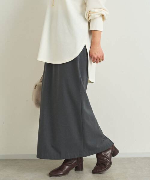 【セール】吸湿発熱ストレッチナロースカート（スカート）｜un dix cors（アンディコール）