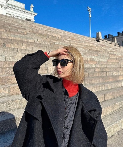 FLEX（フレックス）の「square frame 2 sunglasses / スクエアフレーム サングラス（サングラス・レディース・ブラック系1/ブラック系2/グレー/オレンジ・FREE）」の11枚目の写真