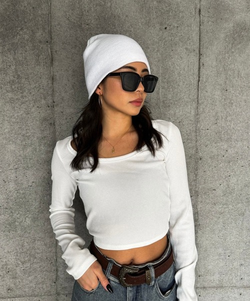 FLEX（フレックス）の「square frame 2 sunglasses / スクエアフレーム サングラス（サングラス・レディース・ブラック系1/ブラック系2/グレー/オレンジ・FREE）」の12枚目の写真