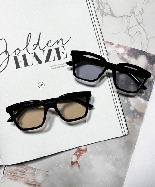 FLEX（フレックス）の「square frame 2 sunglasses / スクエアフレーム サングラス（サングラス・レディース・ブラック系1/ブラック系2/グレー/オレンジ・FREE）」の16枚目の写真