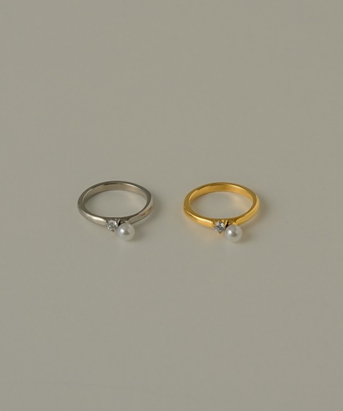 muku（ムク）の「PINKY RING/PEARL×ZIRCONIA（リング・レディース・ゴールド/シルバー・3）」の2枚目の写真