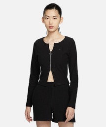 NIKE（ナイキ）の「《セットアップ対応商品》ナイキ スポーツウェア チル リブ ウィメンズ スリム フルジップ カーディガン / Nike Sportswear Chill Rib Women's Slim Full-Zip Cardigan FN3683-010 Black（カーディガン/ボレロ）」