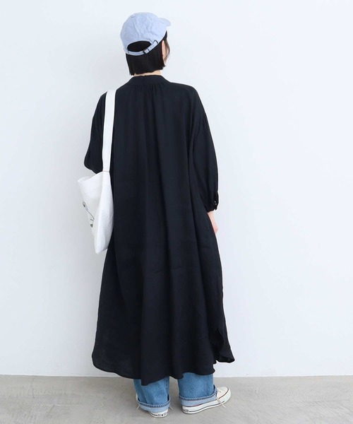 l'atelier du savon（アトリエドサボン）の「麻ウイングカラーワンピース（シャツワンピース・レディース・グリーン/チェック/ピンク/ブラック・FREE）」の18枚目の写真