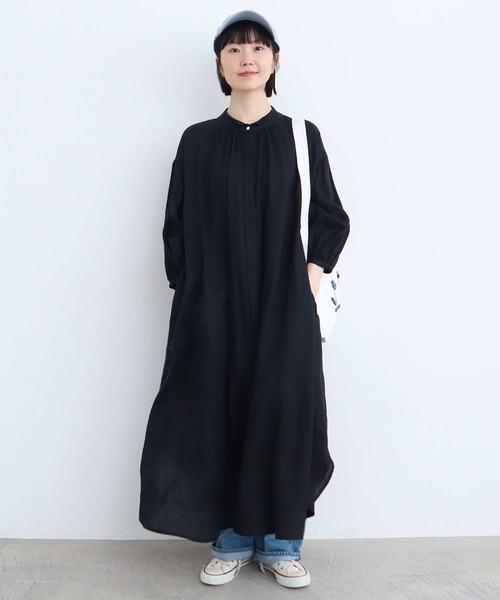 l'atelier du savon（アトリエドサボン）の「麻ウイングカラーワンピース（シャツワンピース・レディース・グリーン/チェック/ピンク/ブラック・FREE）」の19枚目の写真