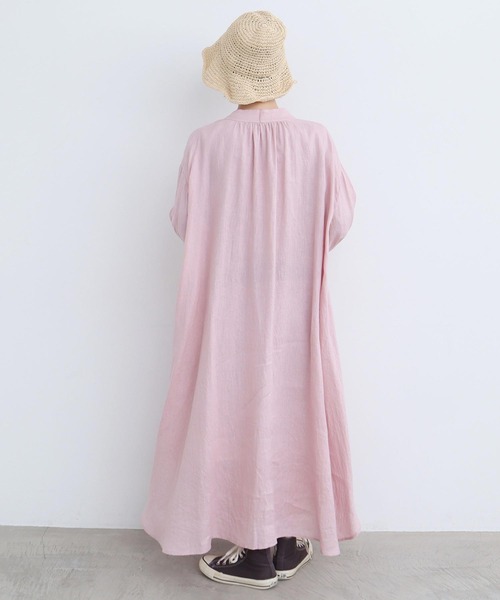 l'atelier du savon（アトリエドサボン）の「麻ウイングカラーワンピース（シャツワンピース・レディース・グリーン/チェック/ピンク/ブラック・FREE）」の13枚目の写真