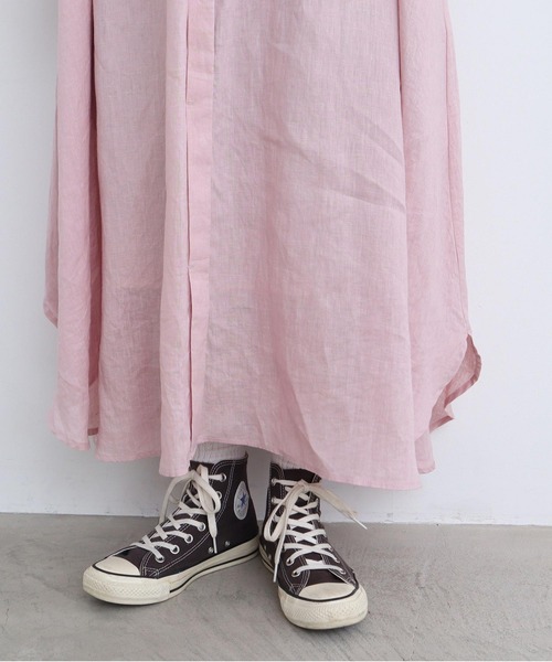 l'atelier du savon（アトリエドサボン）の「麻ウイングカラーワンピース（シャツワンピース・レディース・グリーン/チェック/ピンク/ブラック・FREE）」の11枚目の写真