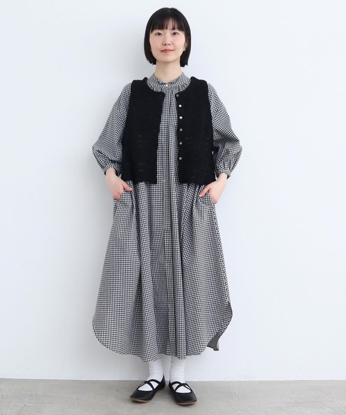 l'atelier du savon（アトリエドサボン）の「麻ウイングカラーワンピース（シャツワンピース・レディース・グリーン/チェック/ピンク/ブラック・FREE）」の21枚目の写真