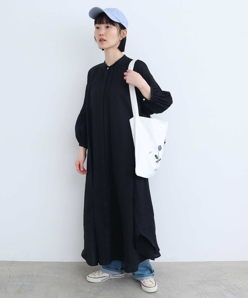 l'atelier du savon（アトリエドサボン）の「麻ウイングカラーワンピース（シャツワンピース・レディース・グリーン/チェック/ピンク/ブラック・FREE）」の17枚目の写真