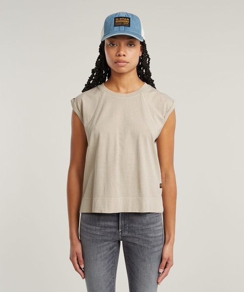 BACK ZIP OVERDYED TOP/バックジップオーバーダイスリーブレス