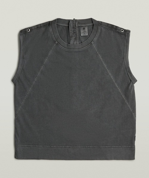 G-STAR（ジースター）の「BACK ZIP OVERDYED TOP/バックジップオーバーダイスリーブレストップス（Tシャツ/カットソー・レディース・ダークブラック/ブルー系その他/ベージュ系その他・MEDIUM/SMALL/X-SMALL）」の5枚目の写真