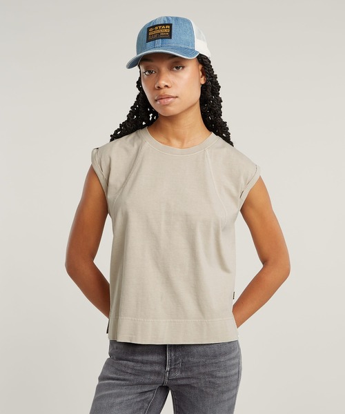 G-STAR（ジースター）の「BACK ZIP OVERDYED TOP/バックジップオーバーダイスリーブレストップス（Tシャツ/カットソー・レディース・ダークブラック/ブルー系その他/ベージュ系その他・MEDIUM/SMALL/X-SMALL）」の11枚目の写真