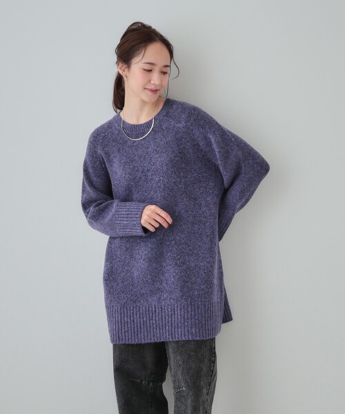 DRESKIP(ドレスキップ)の「◆【S-LL/体型カバー】ふんわりあたたかい ニットチュニック(ニット/セーター・レディース・グレー/パープル系/ライトベージュ・02/01/04/03)」の4枚目の写真