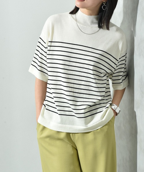 INTERPLANET（インタープラネット）の「【接触冷感】ボックスシルエットハイネックプルオーバー（ニット/セーター・レディース・ブラック/オフホワイト/ブルー/ホワイト系その他・FREE）」の2枚目の写真