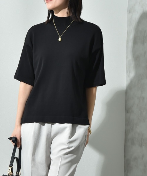 INTERPLANET（インタープラネット）の「【接触冷感】ボックスシルエットハイネックプルオーバー（ニット/セーター・レディース・ブラック/オフホワイト/ブルー/ホワイト系その他・FREE）」の3枚目の写真