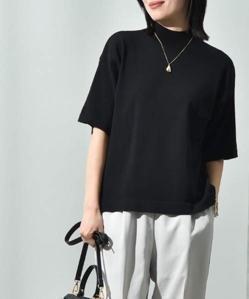 INTERPLANET（インタープラネット）の「【接触冷感】ボックスシルエットハイネックプルオーバー（ニット/セーター・レディース・ブラック/オフホワイト/ブルー/ホワイト系その他・FREE）」の5枚目の写真