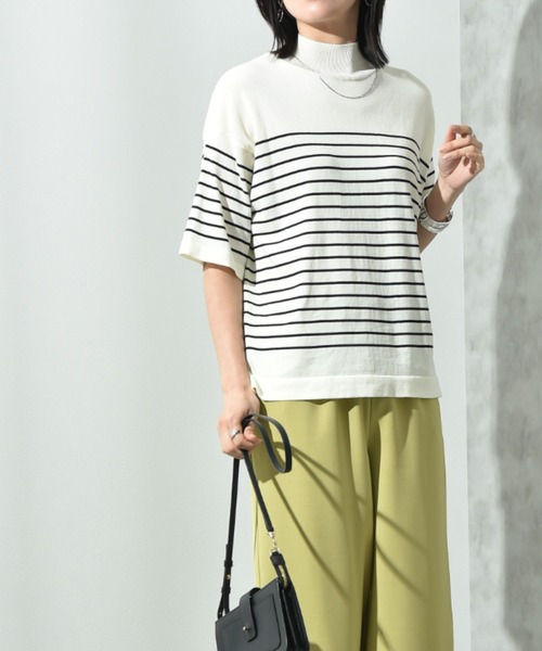 INTERPLANET（インタープラネット）の「【接触冷感】ボックスシルエットハイネックプルオーバー（ニット/セーター・レディース・ブラック/オフホワイト/ブルー/ホワイト系その他・FREE）」の21枚目の写真