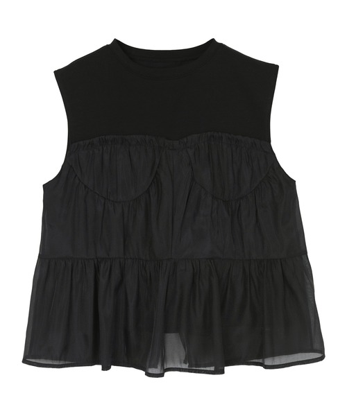 miette(ミエット)の「オーガンジービスチェドッキングトップス(Tシャツ/カットソー・レディース・オフホワイト/ブラック・FREE)」の19枚目の写真