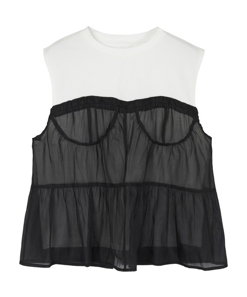 miette(ミエット)の「オーガンジービスチェドッキングトップス(Tシャツ/カットソー・レディース・オフホワイト/ブラック・FREE)」の18枚目の写真