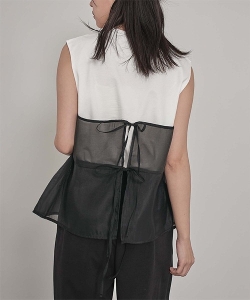 miette(ミエット)の「オーガンジービスチェドッキングトップス(Tシャツ/カットソー・レディース・オフホワイト/ブラック・FREE)」の6枚目の写真