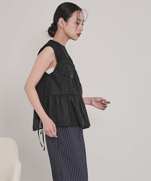miette(ミエット)の「オーガンジービスチェドッキングトップス(Tシャツ/カットソー・レディース・オフホワイト/ブラック・FREE)」の13枚目の写真