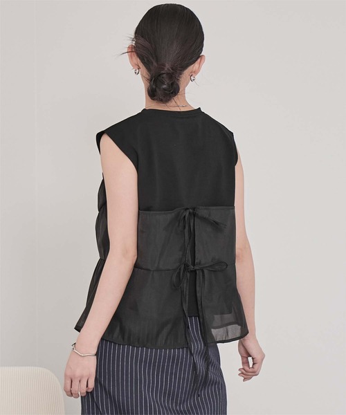 miette(ミエット)の「オーガンジービスチェドッキングトップス(Tシャツ/カットソー・レディース・オフホワイト/ブラック・FREE)」の15枚目の写真