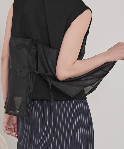 miette(ミエット)の「オーガンジービスチェドッキングトップス(Tシャツ/カットソー・レディース・オフホワイト/ブラック・FREE)」の17枚目の写真