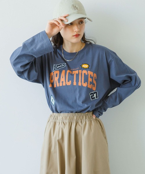 RAGEBLUE(レイジブルー)の「ワッペン刺繍/カレッジロゴロングTシャツ(Tシャツ/カットソー・レディース・ブラック/ブルー/ホワイト・FREE)」の3枚目の写真