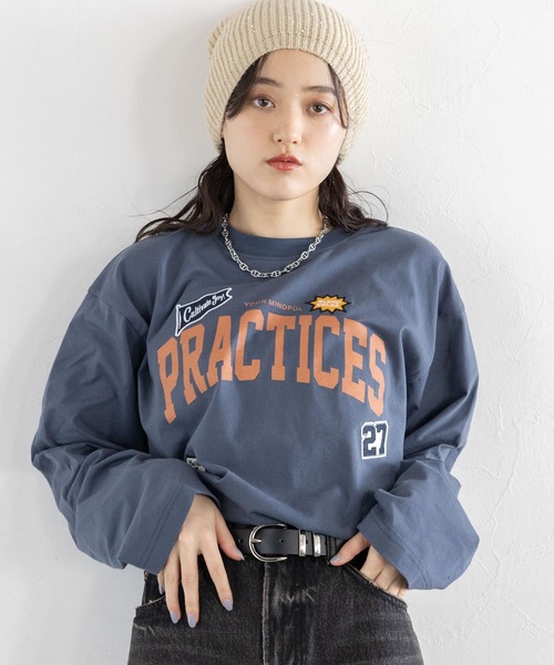 RAGEBLUE(レイジブルー)の「ワッペン刺繍/カレッジロゴロングTシャツ(Tシャツ/カットソー・レディース・ブラック/ブルー/ホワイト・FREE)」の19枚目の写真