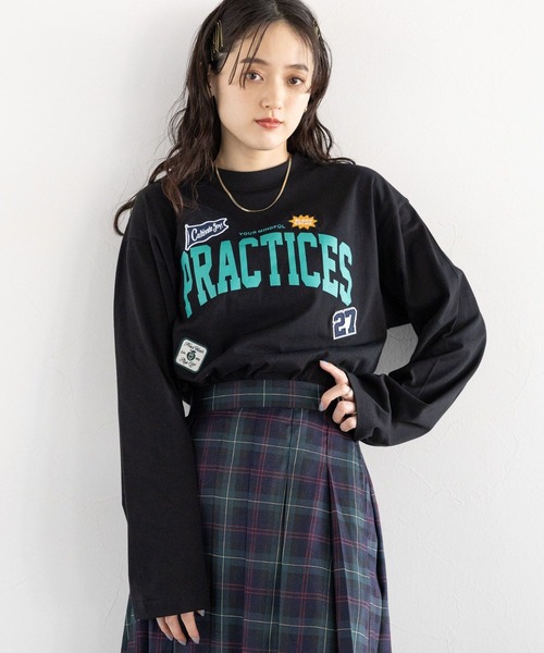 RAGEBLUE(レイジブルー)の「ワッペン刺繍/カレッジロゴロングTシャツ(Tシャツ/カットソー・レディース・ブラック/ブルー/ホワイト・FREE)」の12枚目の写真