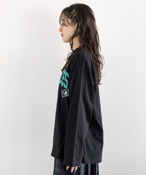 RAGEBLUE(レイジブルー)の「ワッペン刺繍/カレッジロゴロングTシャツ(Tシャツ/カットソー・レディース・ブラック/ブルー/ホワイト・FREE)」の11枚目の写真