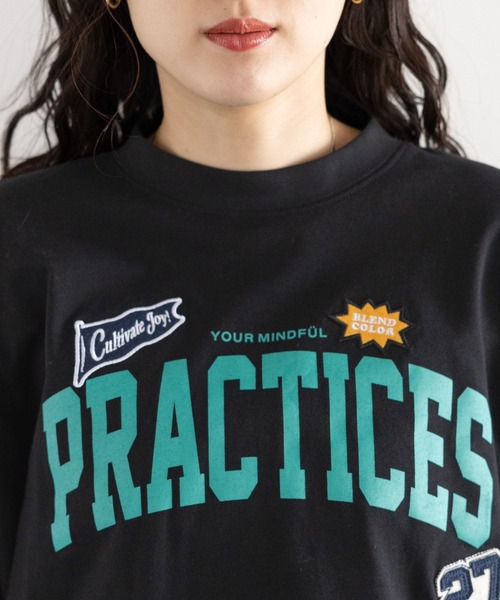 RAGEBLUE(レイジブルー)の「ワッペン刺繍/カレッジロゴロングTシャツ(Tシャツ/カットソー・レディース・ブラック/ブルー/ホワイト・FREE)」の9枚目の写真