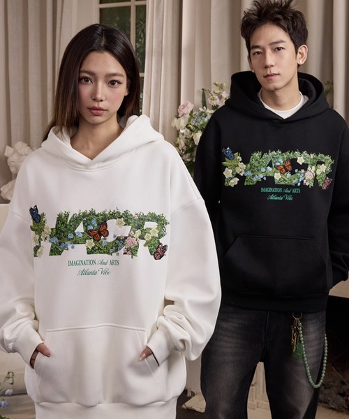 HARSH AND CRUEL(ハーシュアンドクルーエル)の「フロントプリント プルオーバーパーカー オーバーサイズ ユニセックス HC25S1TP03【Harsh and Cruel】(パーカー・メンズ・ホワイト/ブラック・L/M/XL)」の3枚目の写真