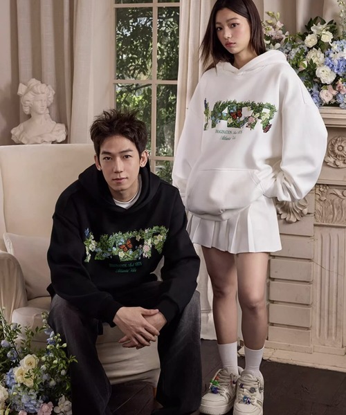 HARSH AND CRUEL(ハーシュアンドクルーエル)の「フロントプリント プルオーバーパーカー オーバーサイズ ユニセックス HC25S1TP03【Harsh and Cruel】(パーカー・メンズ・ホワイト/ブラック・L/M/XL)」の6枚目の写真