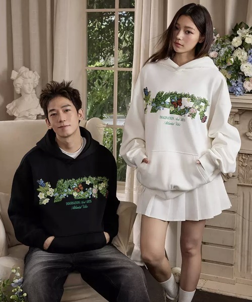 HARSH AND CRUEL(ハーシュアンドクルーエル)の「フロントプリント プルオーバーパーカー オーバーサイズ ユニセックス HC25S1TP03【Harsh and Cruel】(パーカー・メンズ・ホワイト/ブラック・L/M/XL)」の7枚目の写真