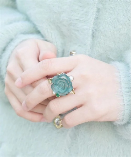 axes femme(アクシーズファム)の「フェイバリットローズリング(リング・レディース・グリーン/ホワイト/レッド/ピンク/パープル/イエロー/オレンジ/ブルー/サックスブルー/ブラック・FREE)」の4枚目の写真
