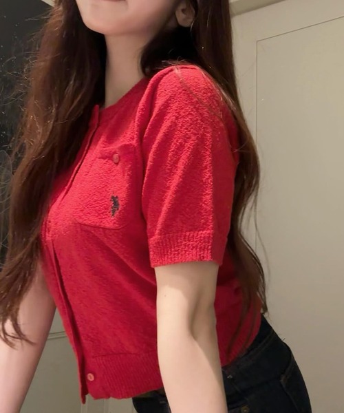 U.S. POLO ASSN.(ユーエスポロアッスン)の「RANAN/solleim別注【U.S.POLO ASSN.】ワンポイント刺繍コンパクトニットカーデ(カーディガン/ボレロ・レディース・グレー/レッド/ホワイト/ネイビー・LL/L/M)」の8枚目の写真
