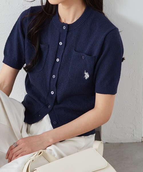 U.S. POLO ASSN.(ユーエスポロアッスン)の「RANAN/solleim別注【U.S.POLO ASSN.】ワンポイント刺繍コンパクトニットカーデ(カーディガン/ボレロ・レディース・グレー/レッド/ホワイト/ネイビー・LL/L/M)」の7枚目の写真