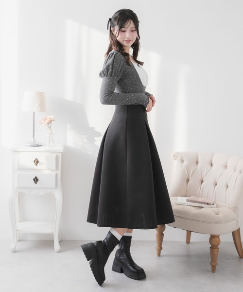 DearMyLoveRose(ディアマイラブローズ)の「シンプルタックダンボールフレアスカート(スカート・レディース・ブラック/アイボリー/ピンクベージュ・3L/LL/LARGE/MEDIUM/SMALL)」の17枚目の写真