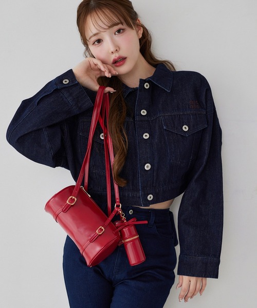 one after another NICE CLAUP（ワンアフターアナザーナイスクラップ）の「チャーム付きドラムバッグ（ショルダーバッグ・レディース・ブラック/アイボリー/レッド・FREE）」の19枚目の写真